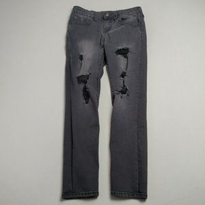 True Religion Womens 10 Black Relaxed Skinny Rocco Jeans Denim Pants Distressed